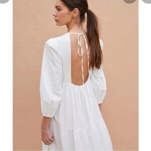 Reformation Linzey Puff Sleeve Boho White Open-Back Dress Size 2